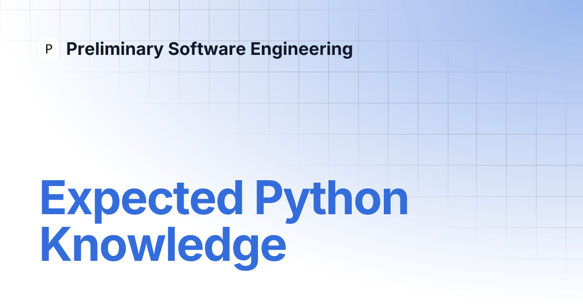 Expected Python Knowledge | Preliminary Software Engineering